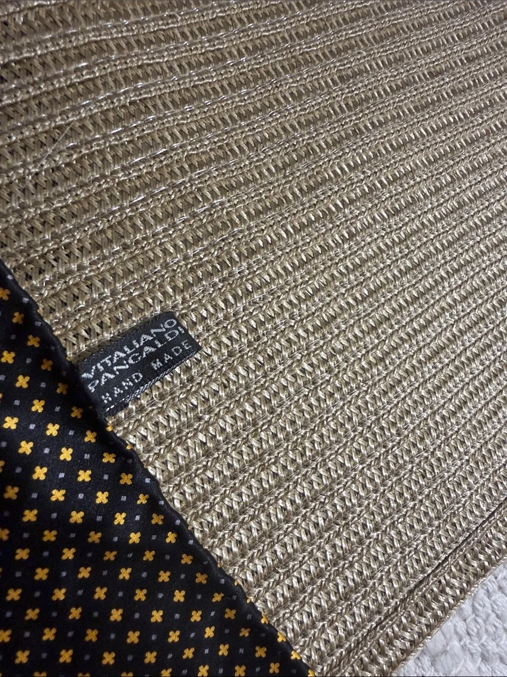 Vitaliano Pancaldi Milano Pocket Square Black Gold Silver Geometric Italy 12x12